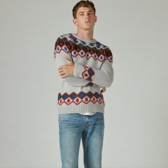 Lucky Brand Other - Lucky Brand Men Wool Fair Isle Crewneck Sweater Size XL
